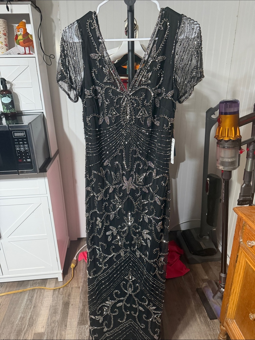 Pisarro Nights Black Beaded Maxi Dress
